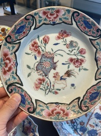 Drie paar Chinese famille rose borden, Qianlong