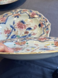 Drie paar Chinese famille rose borden, Qianlong