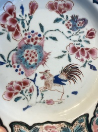Drie paar Chinese famille rose borden, Qianlong