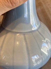 A Chinese monochrome lavender-blue-glazed bottle vase, Yongzheng mark, Republic