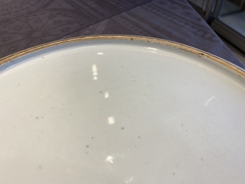 A rare large deep Chinese famille rose dish with fine figurative design, Yongzheng