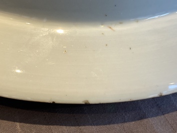 A rare large deep Chinese famille rose dish with fine figurative design, Yongzheng