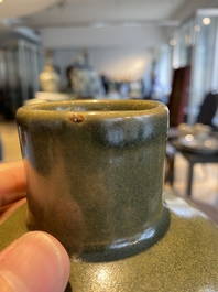 A Chinese monochrome teadust-glazed 'meiping' vase, Qianlong mark, 19/20th C.