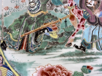A rare large deep Chinese famille rose dish with fine figurative design, Yongzheng