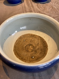 A pair of Chinese powder-blue-glazed jars and covers and three censers, 19/20th C.