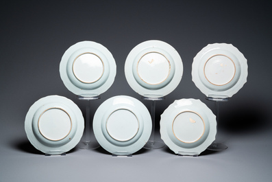 Drie paar Chinese famille rose borden, Qianlong