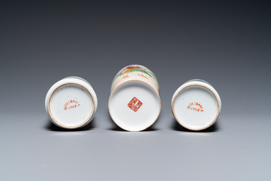 Three Chinese vases with Cultural Revolution design, one dated 1972