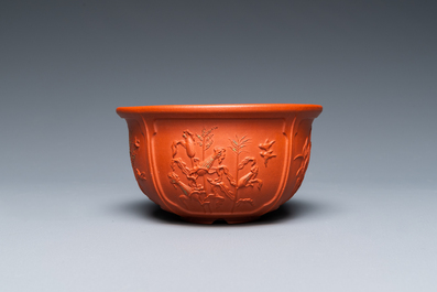 Bol en gr&egrave;s de Yixing &agrave; d&eacute;cor de la R&eacute;volution Culturelle, Chine