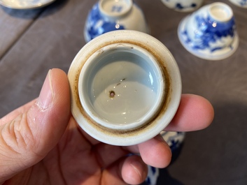 14 Chinese blue and white tea wares, Kangxi and later