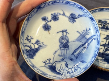 14 Chinese blue and white tea wares, Kangxi and later