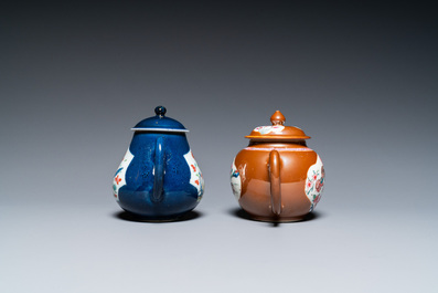 Two Chinese famille rose teapots and covers, Yongzheng/Qianlong