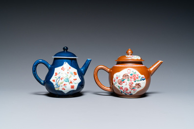 Two Chinese famille rose teapots and covers, Yongzheng/Qianlong