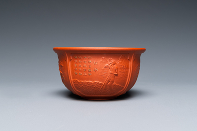 Bol en gr&egrave;s de Yixing &agrave; d&eacute;cor de la R&eacute;volution Culturelle, Chine