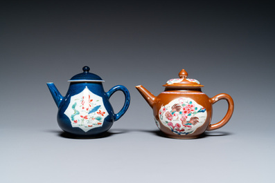 Two Chinese famille rose teapots and covers, Yongzheng/Qianlong