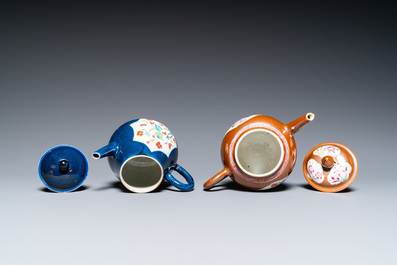 Two Chinese famille rose teapots and covers, Yongzheng/Qianlong