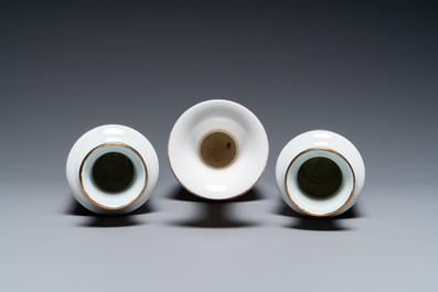 Three Chinese vases with Cultural Revolution design, one dated 1972