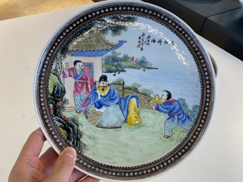 Two fine Chinese famille rose dishes, signed Zou Yunzhen 鄒雲珍, 20th C.