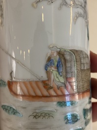 Pot &agrave; pinceaux en porcelaine de Chine famille rose, marque et &eacute;poque de Xianfeng