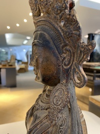 A large Chinese lacquered and gilded bronze Buddha Amitayus, 18/19th C.