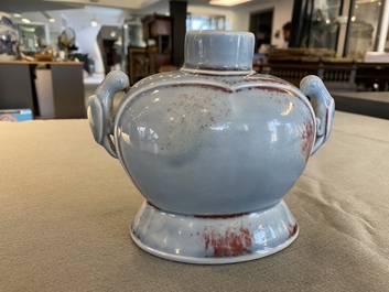A Chinese copper-red-splashed lavender-blue-glazed 'parrot' vase, Yongzheng mark but probably later