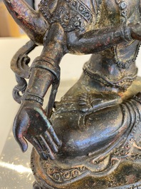 Vasudhara en bronze dor&eacute; et laqu&eacute;, Sino-Tibet, 17&egrave;me