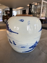 Pot &agrave; gingembre en porcelaine de Chine en bleu et blanc, Kangxi/Qianlong