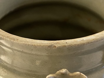 A rare Chinese Yueyao covered urn, probably Song