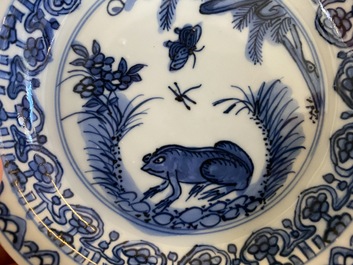 A Chinese blue and white 'frog' dish, Jiajing or Wanli