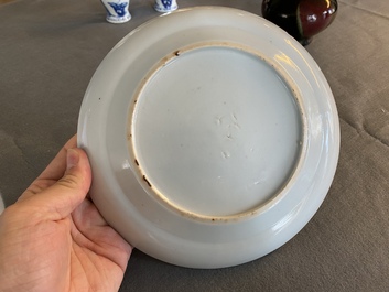 A Chinese blue and white 'Lantern festival' plate, 19th C.
