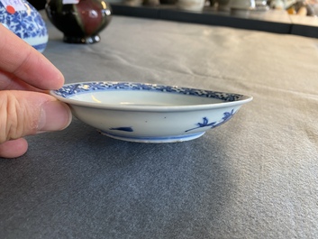 A small Chinese blue and white 'qilin' dish, Jiajing or Wanli