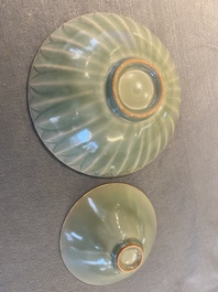 Two Chinese Longquan celadon bowls, Song or later