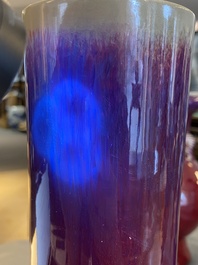 A Chinese flamb&eacute;-glazed bottle vase, 19th C.