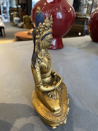 Bouddha Amitayus en bronze dor&eacute;, Sino-Tibet, Qing