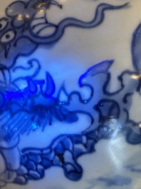 A Chinese blue and white 'dragon' vase, Shunzhi