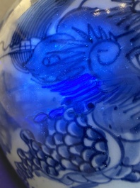 A Chinese blue and white 'dragon' vase, Shunzhi