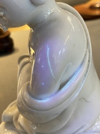 Een Chinese Dehua blanc de Chine figuur van Damo, zegelmerk, Qing
