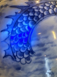 A Chinese blue and white 'dragon' vase, Shunzhi
