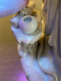 Een Chinese Dehua blanc de Chine figuur van Damo, zegelmerk, Qing