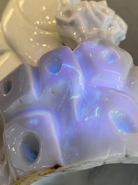 Een Chinese Dehua blanc de Chine figuur van Damo, zegelmerk, Qing