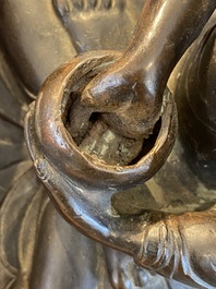 A Tibetan lacquered bronze Medicine Buddha or Bhaishajyaguru, 19th C.
