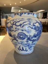 A Chinese blue and white 'dragon' vase, Shunzhi
