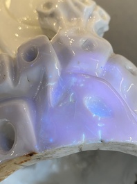 Een Chinese Dehua blanc de Chine figuur van Damo, zegelmerk, Qing