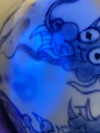 A Chinese blue and white 'dragon' vase, Shunzhi