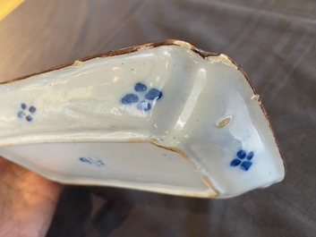A rectangular Dutch Delft blue and white herring dish, 18th C.