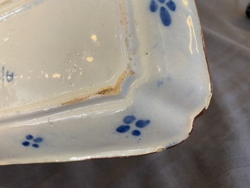 A rectangular Dutch Delft blue and white herring dish, 18th C.