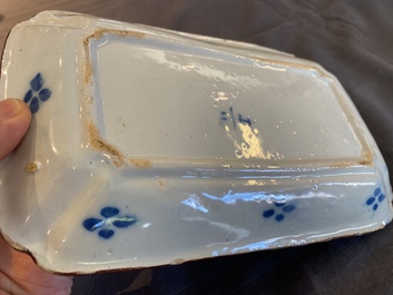 A rectangular Dutch Delft blue and white herring dish, 18th C.