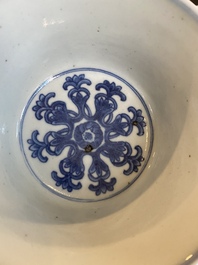 A Chinese blue and white 'Lan&ccedil;a' stem cup, Qianlong mark, 19th C.