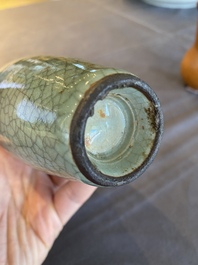 A Chinese crackle-glazed celadon vase, Qianlong
