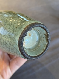 A Chinese crackle-glazed celadon vase, Qianlong