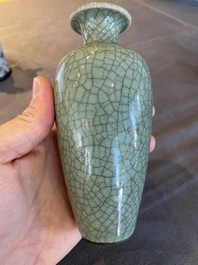 A Chinese crackle-glazed celadon vase, Qianlong